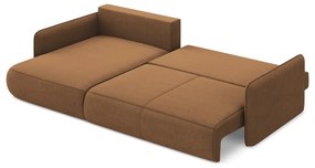 Divano angolare arancione allungabile/con contenitore (con penisola a sinistra) Nanea – Makamii