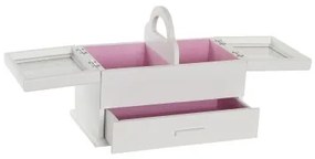 Scatola-Portagioie DKD Home Decor 16 x 17 x 28 cm Bianco Rosa chiaro Legno MDF