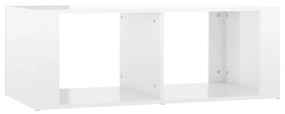 Tavolino da salotto bianco lucido 100x50x36cm legno multistrato