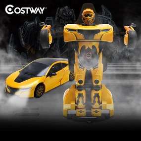 Costway Macchina telecomandata 2.4G 1:14 RS, Robot radiocomandato giocattoli con luce e suoni Giallo