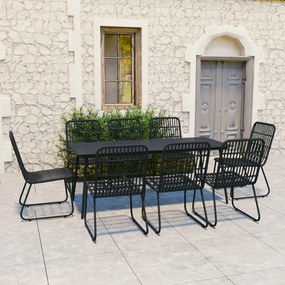 Set da Pranzo da Giardino 9 pz in Polyrattan e Vetro