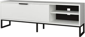 Mobile TV Da Terra 140 Cm Con Piedini Neri E Anta Frontale Way Bianco