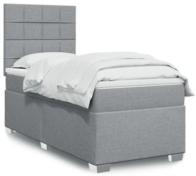 Giroletto A Molle Con Materasso Grigio Chiaro 90x190 Cm Tessuto /