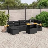 Set Divani da Giardino con Cuscini 8 pz Nero in Polyrattancod mxl 92766