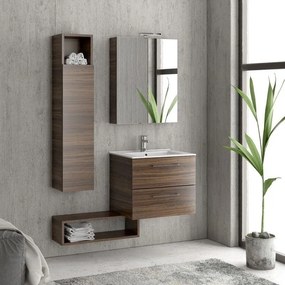 Kamalu - composizione mobile lavabo 60, colonna specchio e pensile el-60a