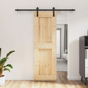 Porta Scorrevole Con Set Hardware 70x210 Cm Legno Massello Pino /