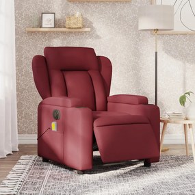 Poltrona Massaggiante Reclinabile Elettrica Rosso Vino Tessuto /