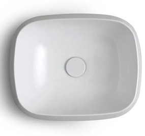 Lavabo da appoggio in ceramica bianco opaco rettangolare 50 cm   Aris