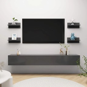 Mensole A Muro 4 Pz Grigie 40x11,5x18 Cm İn Legno Multistrato /
