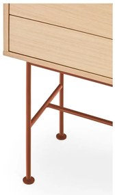 Consolle rosso mattone con impiallacciatura in rovere Yoko - Teulat