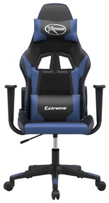 Sedia da gaming massaggiante nero e blu in similpelle