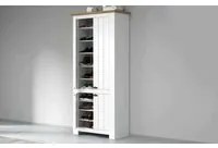 Scarpiera Dcicerell, Porta scarpe salvaspazio a 4 ante, Armadio multifunzione da ingresso, 84x42h200 cm, Bianco e Rovere