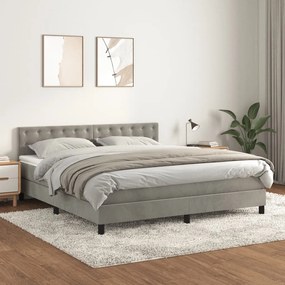 Giroletto A Molle Con Materasso Grigio Chiaro 160x200cm Velluto /