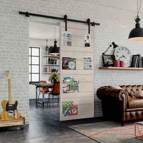 Porta scorrevole Storage in inox bianco, L 96 x H 215 cm, con binario Factory Reversibile