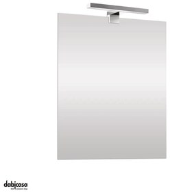 Specchio Quadrato "Luce" Da 70x90 Filo Lucido Installazione Reversibile Con Lampada Led