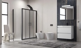 Box doccia 80x200 doppio scorrevole telaio nero vetro piumato | KFN6000SN - KAMALU
