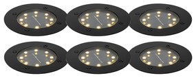 Set di 6 faretti da giardino neri con LED IP65 solari - Terry