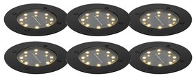 Set di 6 faretti da incasso a terra neri con LED IP65 solari - Terry