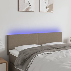 Testiera A Led Tortora 144x5x78/88 Cm İn Tessuto /