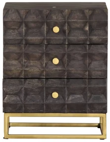Comodino nero 40x30x50 cm in legno massello di mango