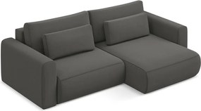 Divano angolare grigio scuro allungabile/con contenitore (con penisola a destra/con chaise lounge) con rivestimento in velluto Kapua – Makamii