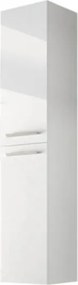 Mobile bagno sospeso 80 cm con colonna, lavabo e specchio bianco laccato - Aruba 94613
