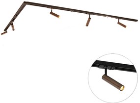 Sistema di illuminazione su binario moderno con 5 faretti bronzo scuro monofase - Iconic Ivy