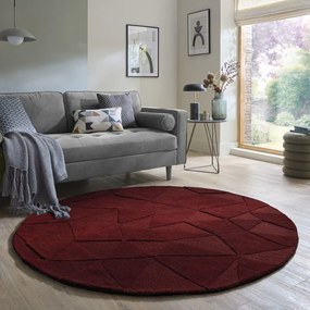 Tappeto rotondo burgundy in lana tessuto a mano ø 160 cm Shard Red – Flair Rugs