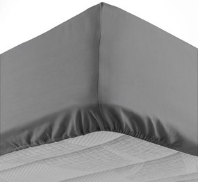 Lenzuolo in cotone elasticizzato antracite 160x200 cm Lina - douceur d'intérieur
