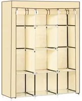 Armadio Guardaroba da Campeggio 125x43x162,5 cm 8 Ripiani in Tessuto Beige