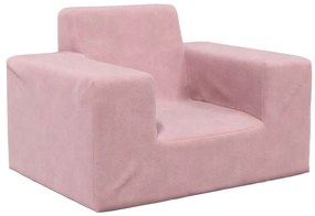 Divano Per Bambini Rosa İn Morbido Peluche /