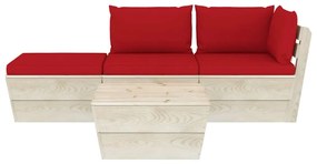 Set divani da giardino su pallet 4 pz con cuscini legno abete