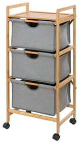 Scaffale grigio/colore natuarale in bambù con 3 cassetti da bagno 44x96 cm Bahari – Wenko