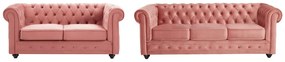 Divano 3 posti e 2 posti in Velluto Rosa pastello - CHESTERFIELD