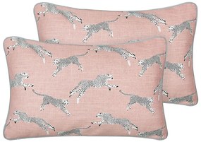 Set di 2 cuscini cotone rosa  30 x 50 cm ARALES Beliani