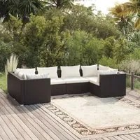 Set Mobili da Giardino 6 pz con Cuscini in Polyrattan Nero 3101935