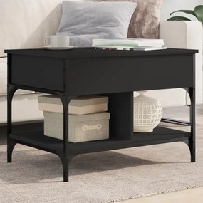 Tavolino Da Salotto Nero 70x50x50cm Legno Multistrato Metallo /