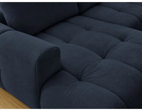 Divano angolare blu scuro allungabile e con contenitore (penisola a destra/a U) con rivestimento in ciniglia Fuji – Bobochic Paris