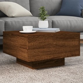 Tavolino Da Soggiorno Con Luci Led Rovere Marrone 55x55x31 Cm /