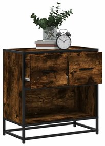 Comodino Rovere Fumo 60x31x60 Cm İn Legno Multistrato E Metallo /