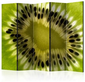 Paravento Frutti: kiwi II (5 parti) - primo piano sulla polpa verde e i semi
