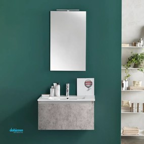 Mobile Bagno Sospeso "Ibiza" Da 70 Cm Composto Da Un Cassetto Lavabo E Specchio Con Lampada Led