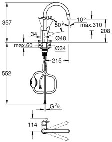 GROHE 30562000 - Miscelatore per lavello START CURVE 357 mm, cromo lucido