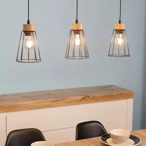 Spot-Light 1311374 - Lampadario a sospensione con filo ORAZIO 3xE27/60W/230V quercia