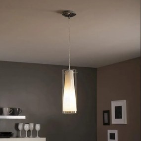 Lampadario Neoclassico Pinto bianco paralume trasparente E27 Ø30cm EGLO