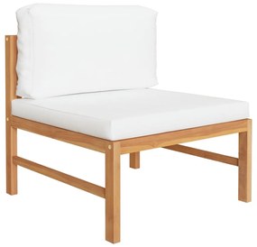 Set divani da giardino 7pz cuscini crema legno massello di teak