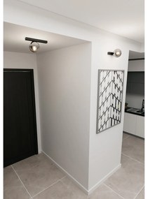 Plafoniera Moderna 1 Luce Giapeto Barra In Acciaio Nero E Sfera Di Vetro Fumè