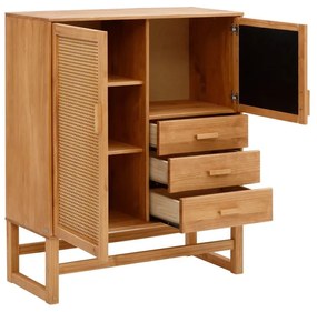 Cassettiera in legno di pino con ante in rattan , larghezza 90 cm Jolene - Støraa