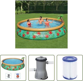 vidaXL Piscina con pompa - Bestway Fast Set Piscina Gonfiabile Paradise Palms 457x84 cm
