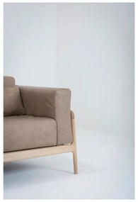 Divano in pelle di bufalo marrone chiaro con struttura in rovere massiccio , 210 cm Fawn - Gazzda